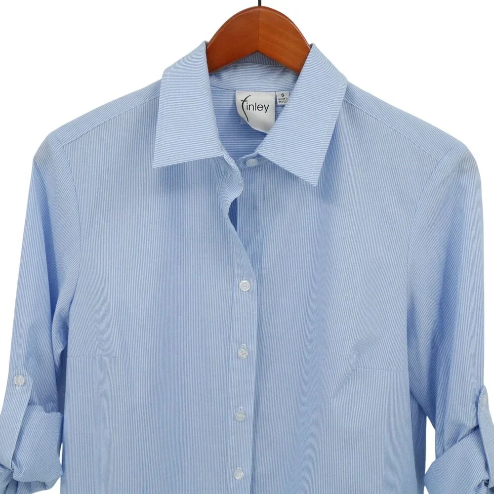 NWT Finley Jenna Striped Ruffled Tiered Shirt Dress Blue White Shirtdress S - Picture 5 of 8